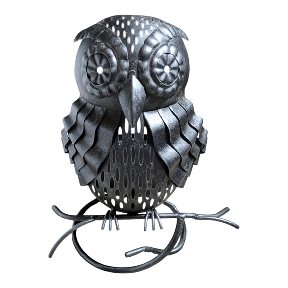 Partylite Silvery Night Owl Jar Holder Great Condition Home Decor Candle Holder - Picture 1 of 7
